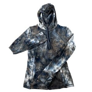 Define Jacket Hooded Womens Med Gray Navy Full Zip Marble Buttery Soft Active